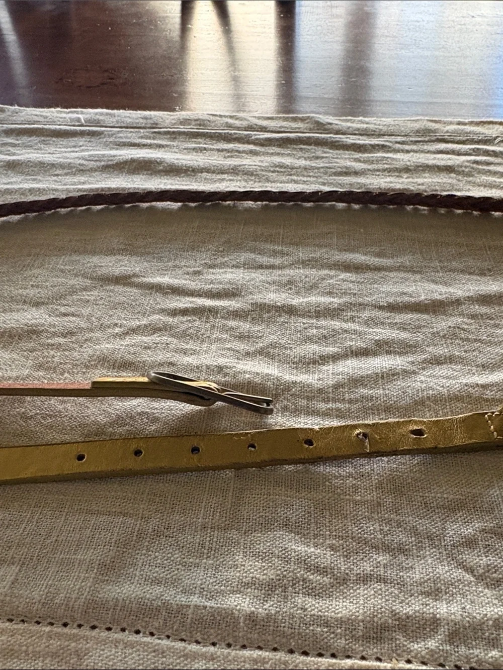 J. Crew Gold Braided Leather Belt with Brass Plate